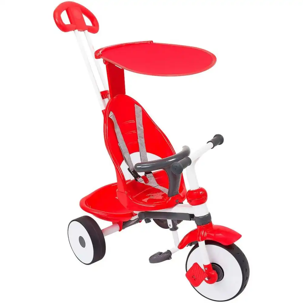 Triciclo in Metallo 4 in 1 Con Maniglia e Parasole Fronte Mamma e Fronte Strada