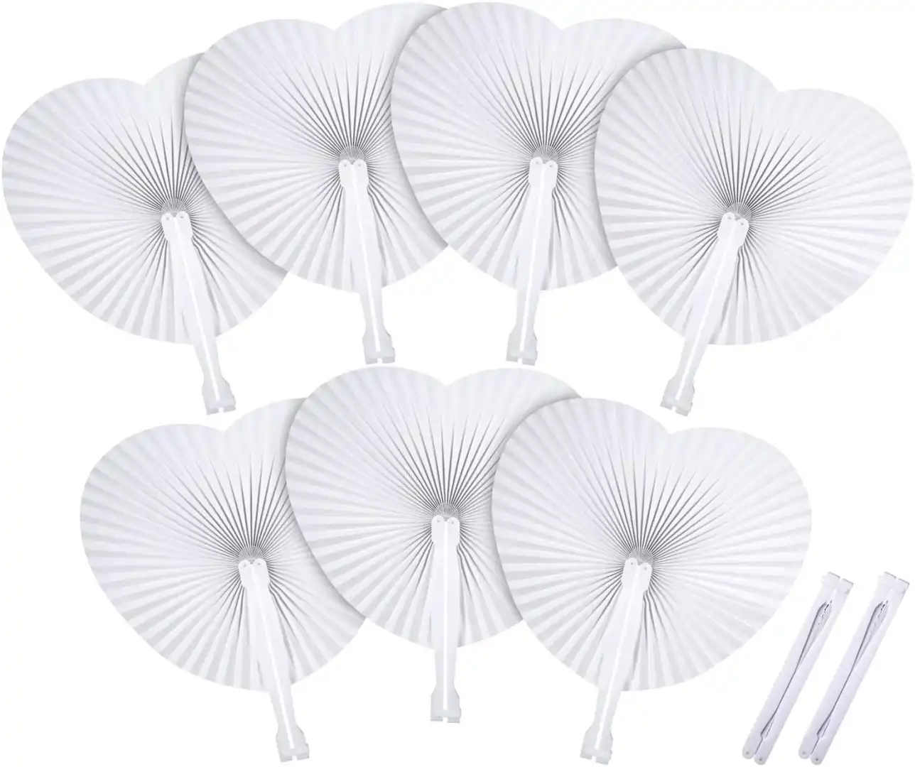Set 60 Pezzi Ventagli a Cuore Bianchi Ventaglio Bianco per Matrimonio Weeding