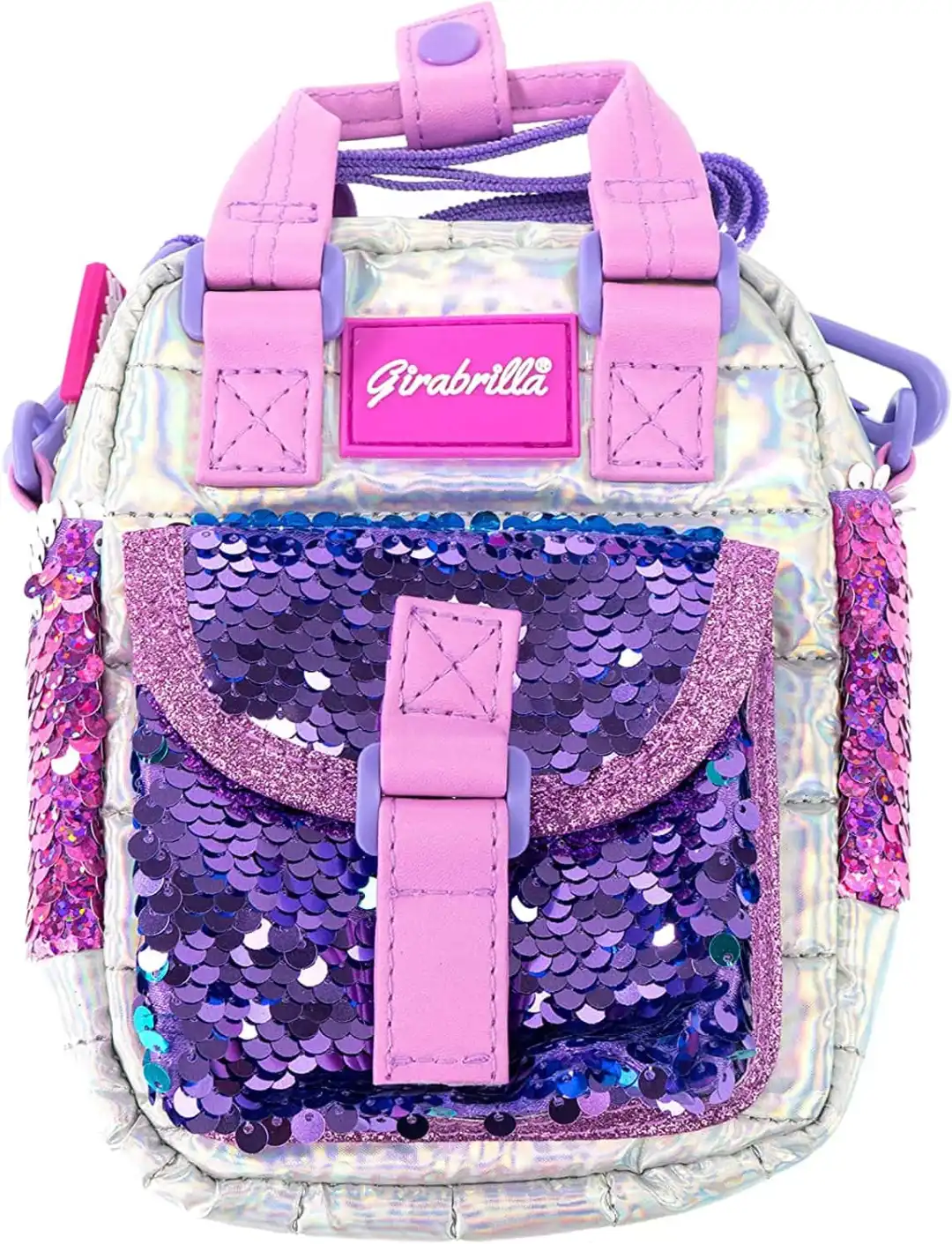 Borsa Borsetta Girabrilla Tracolla per Bambine in Pailettes Reversibili 13x8x16