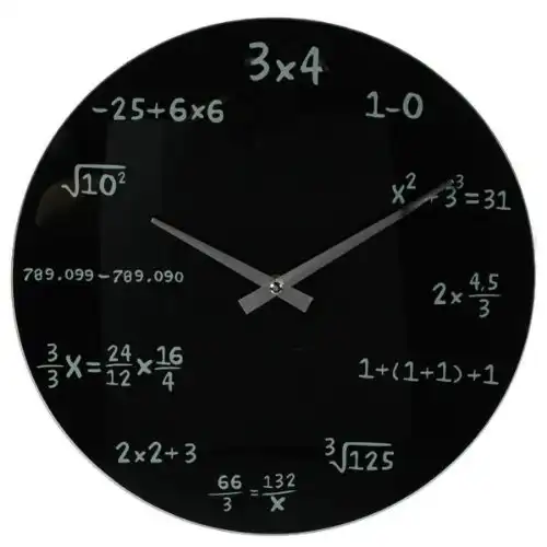 Orologio da Parete in Vetro Matematica Formule Matematiche a Batteria Nero