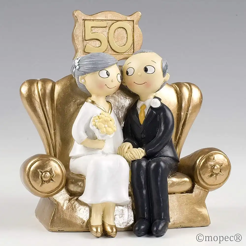 Cake Topper Centrotorta Matrimonio 50 Anni Nozze d'Oro 50esimo Anniversario 17cm