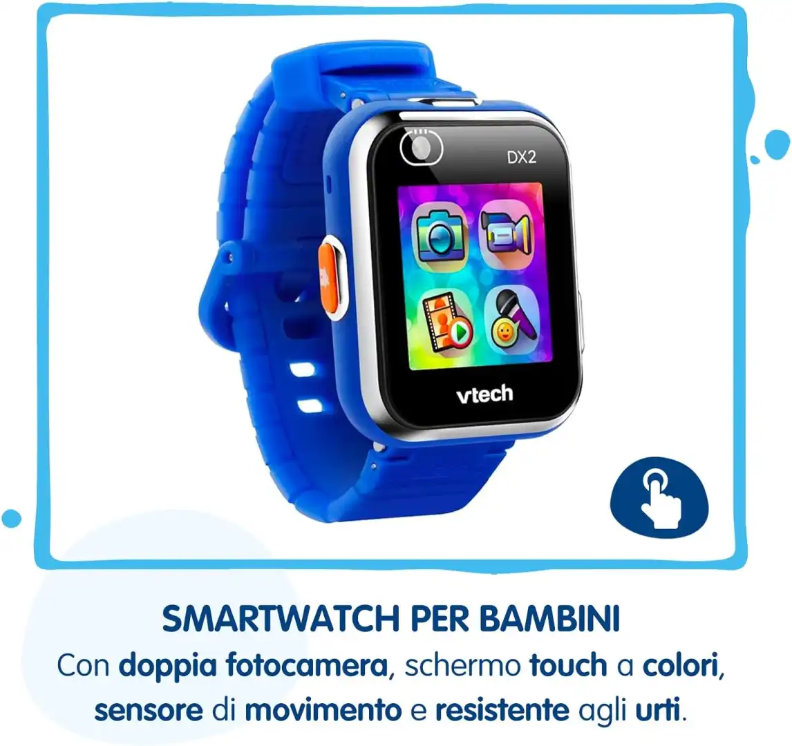 VTech Smartwatch Blu Orologio Interattivo per Bambini Touch e Sensore Movimento