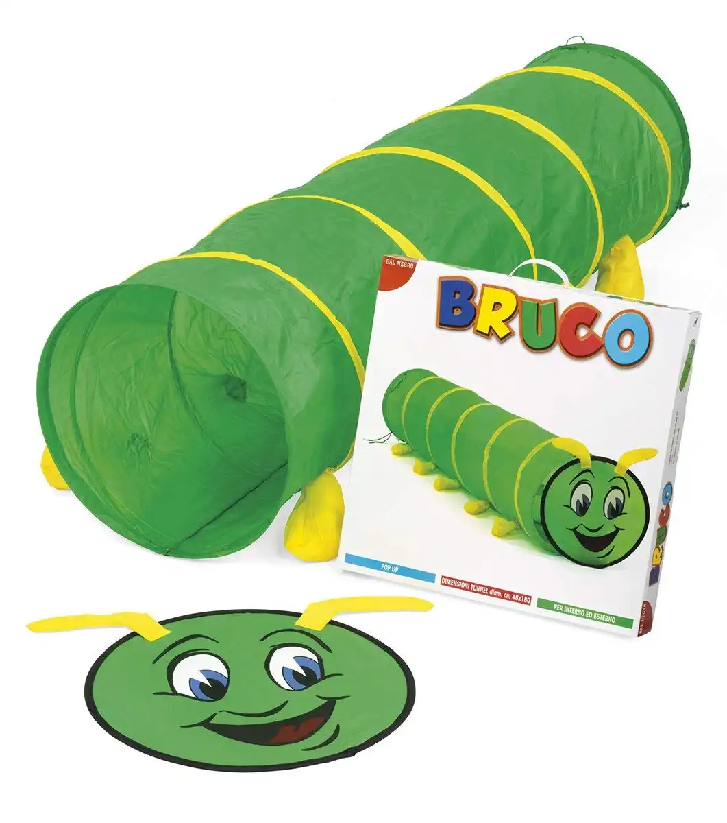 Gioco Tunnel Giocattolo Per Bambini Bruco Pop-Up Per Esterno E Interno 48x180cm