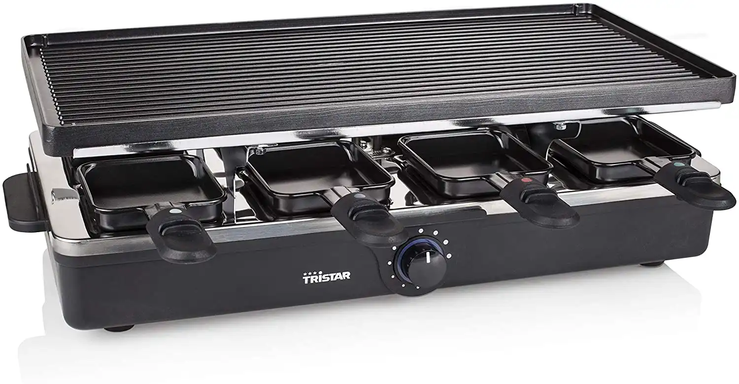 Raclette Piastra Grill Grigliare Cuocere Cucinare per 8 Persone 1400 Watt Nero