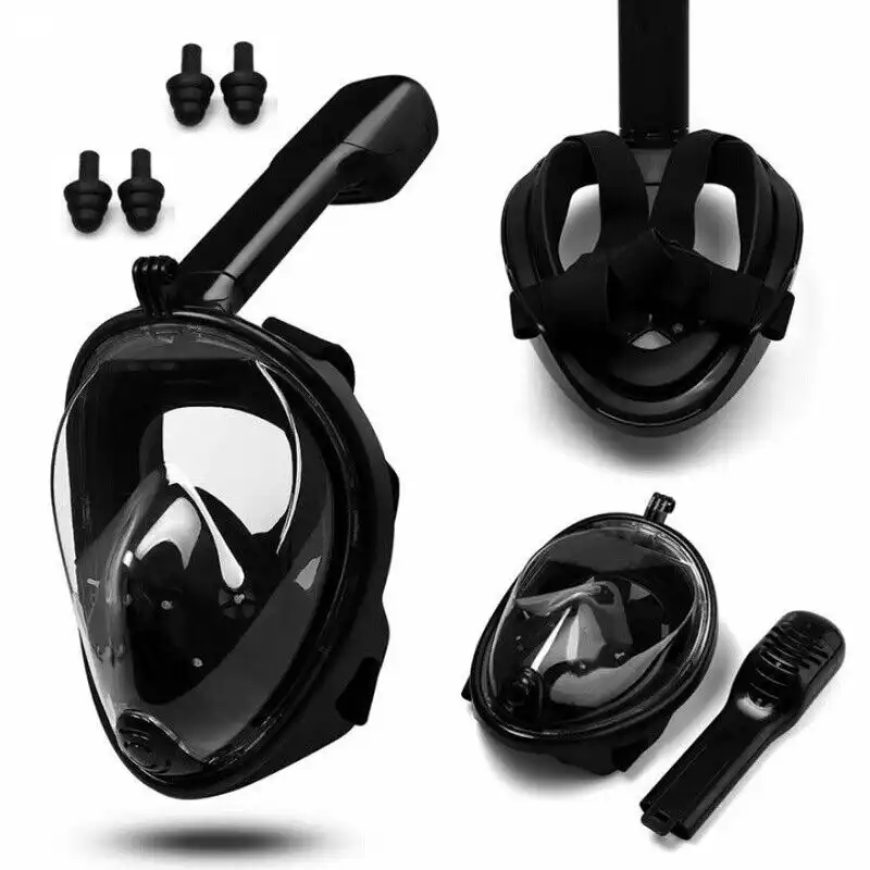Maschera Subacquea Integrale Full Boccaglio Snorkeling Sub Immersione Nera L/XL