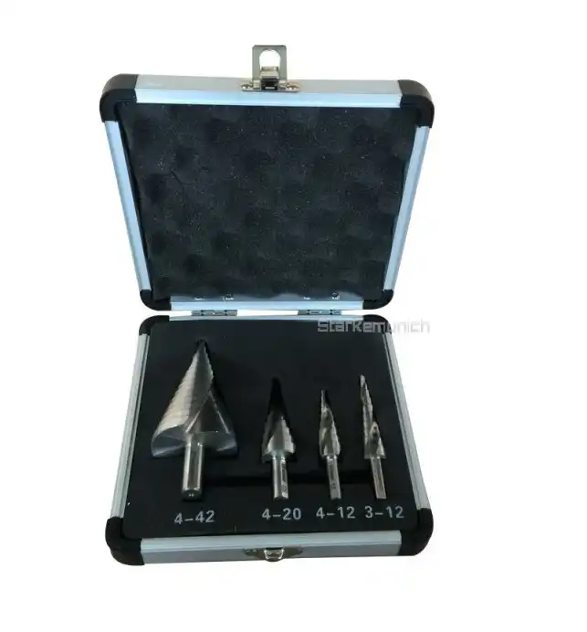 Set 4Pz Frese a Gradino Coniche HSS Da 3 a 42MM - Scalini Fresa Conica