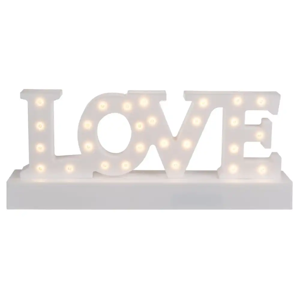 Decorazione Scritta Love in Plastica Bianco con 27 Led Bianco Caldo Arredo Casa