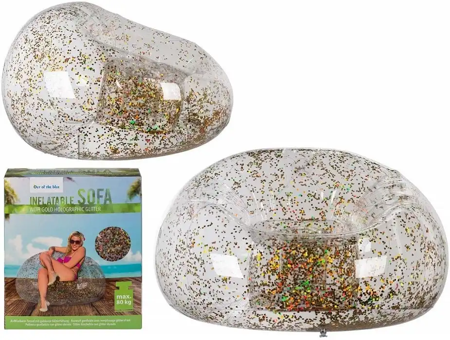 Poltrona Gonfiabile Con Glitter per Mare Giardino Piscina Esterno 100x109x76cm
