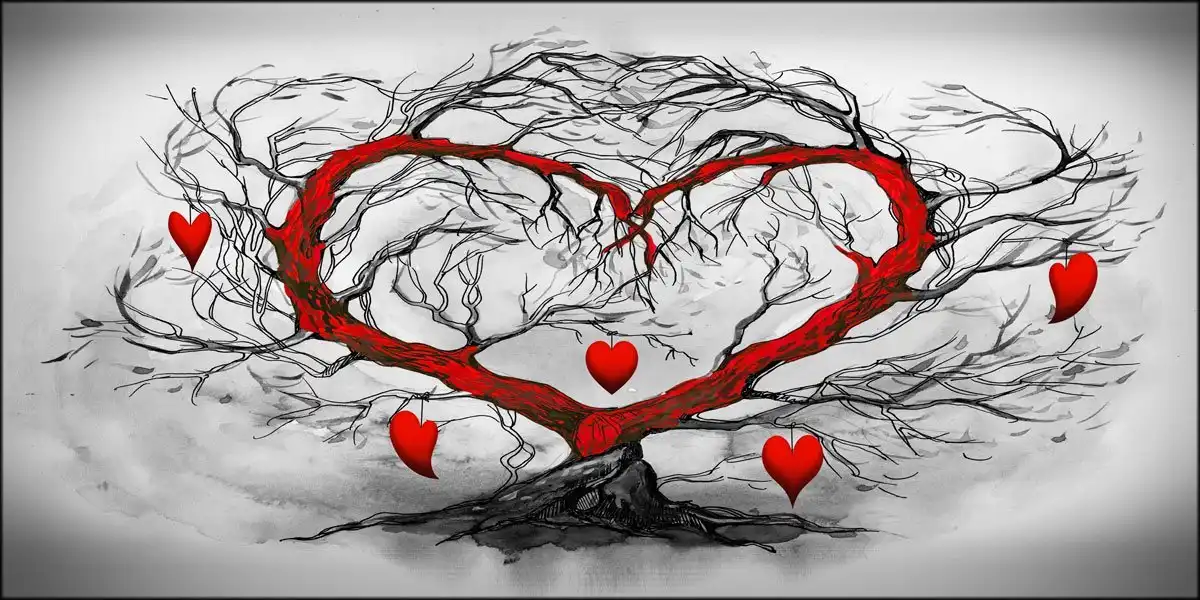 Lupia Quadro in Legno Dipinto Tema L'ALBERO DELL'AMORE 60x120 cm