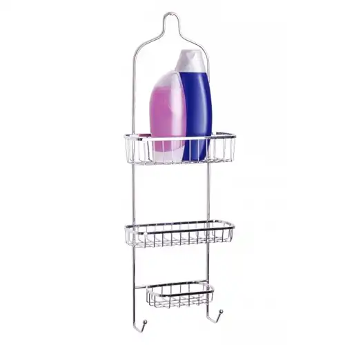 Appendino Bagno Con 2 Mensole e Portasapone In Acciaio Inox 62 cm 3 Ripiani