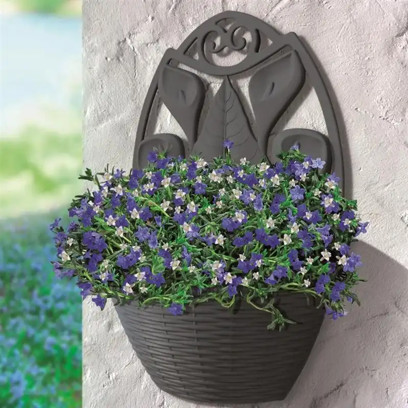 Vaso Da Parete Muro Per Piante Fiori Antracite In Plastica Gerla Paglia Bama