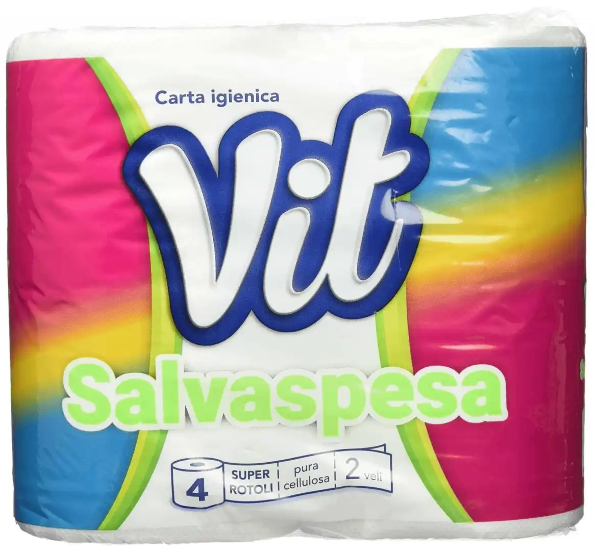 Vit Confezione da 4 Rotoli di Carta Igienica Salvaspesa 2 Veli 173 Strappi
