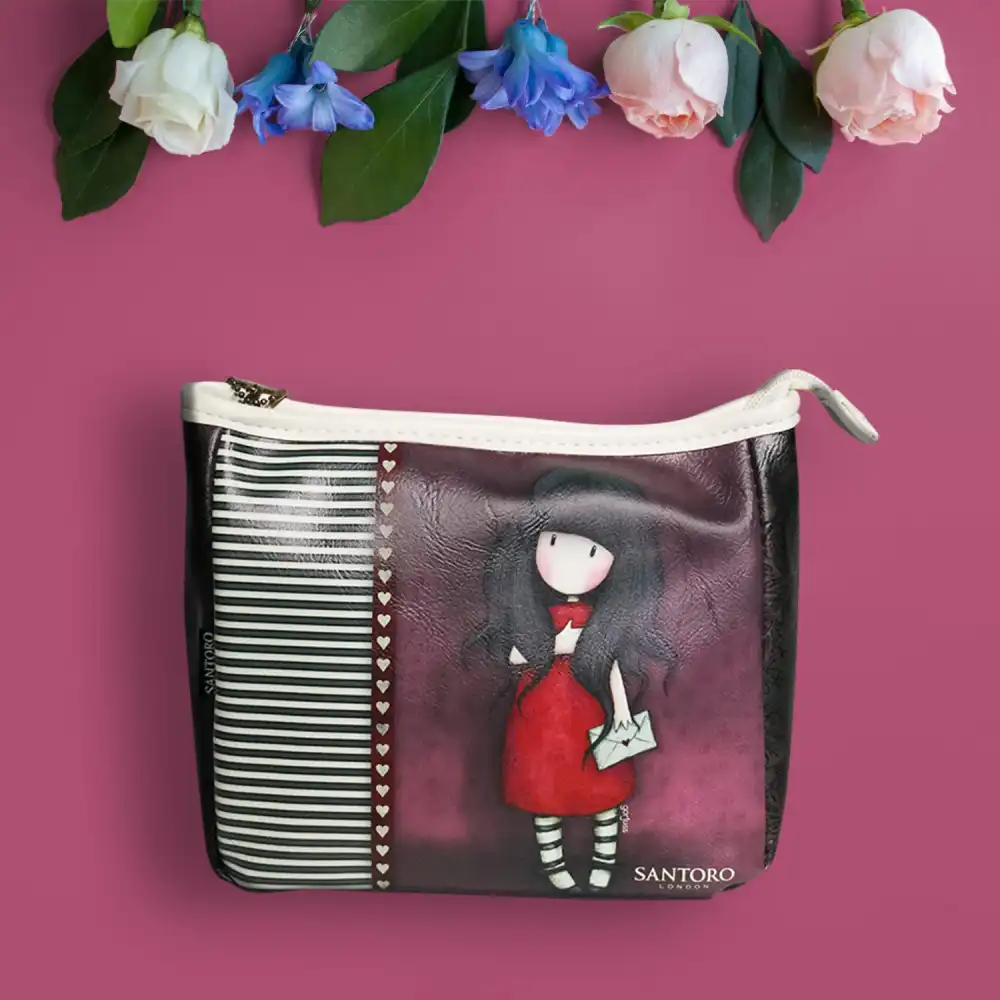 Beauty Case Santoro Gorjuss London Pochette Portatrucco Con Zip 27x18x9 cm Viola
