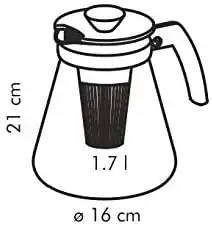 Bollitore Caraffa Teiera Infusiera con Filtri Infusori 1,7 Litri in Vetro