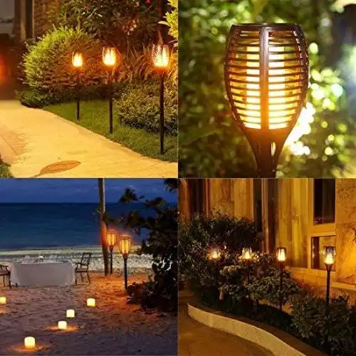 Lampada da Giardino Torcia Solare 72 Led Effetto Fiamma Tremolante 12x78 cm