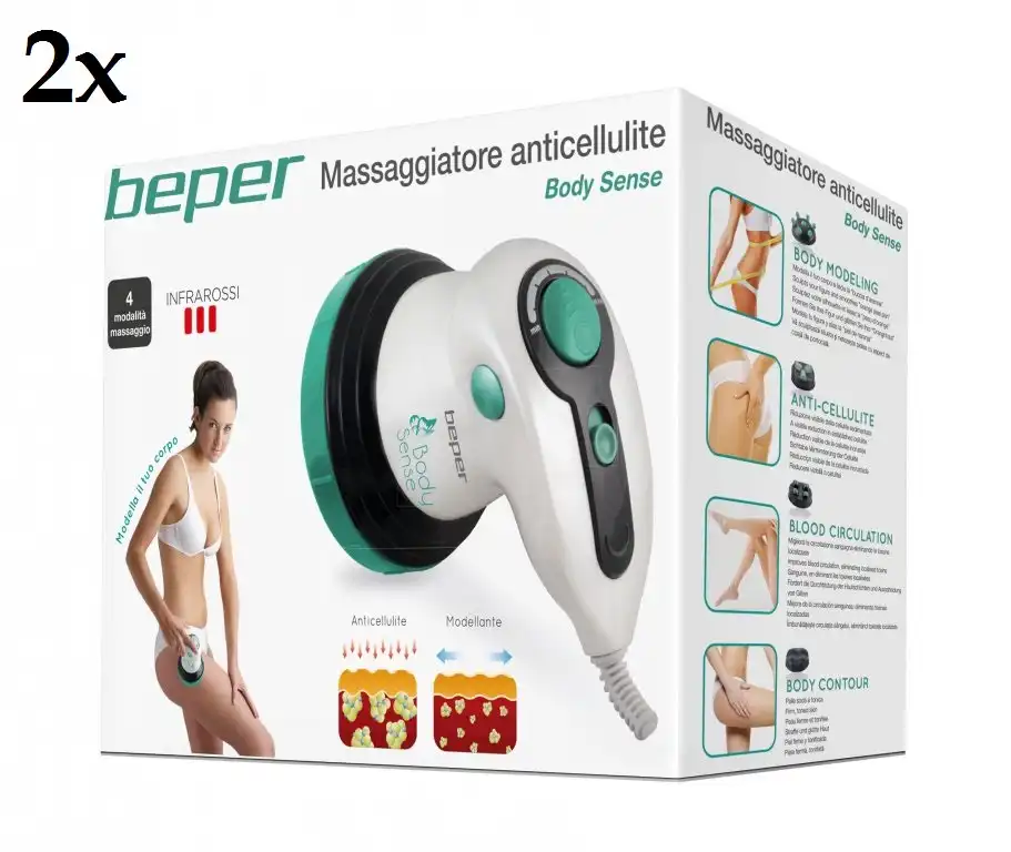 2x Massaggiatore Lipomodellante Anticellulite Cellulite 4 Testine Rotanti Relax