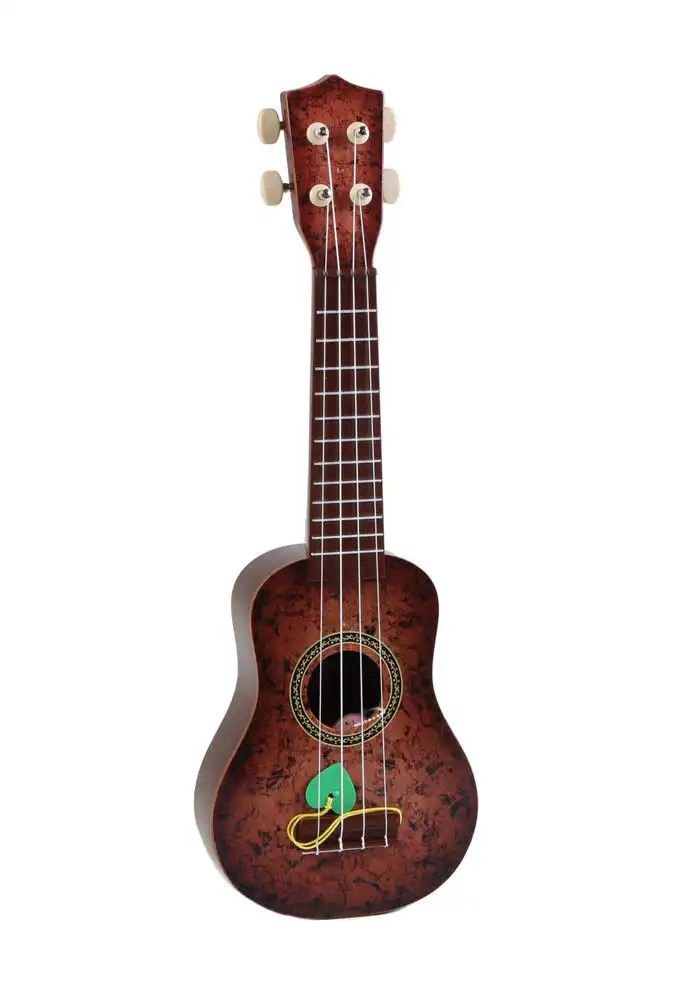 Chitarra Giocattolo Classica Marrone Accordabile Con 4 Corde Tastiera Con Ponte