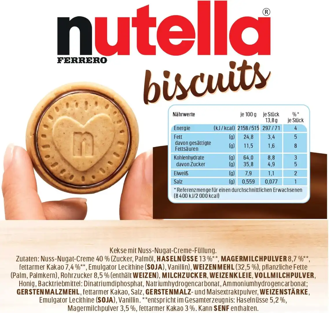 10x Ferrero Nutella Biscuits gr304 Biscotti Ripieni alla Nutella 10x304gr