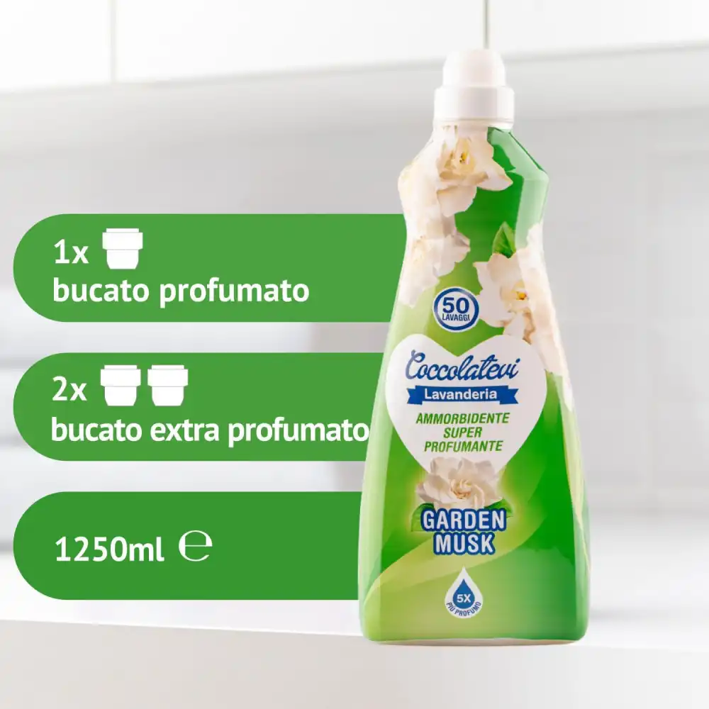 4x Coccolatevi Lavanderia Ammorbidente Super Profumante Garden Musk 4x1250ml