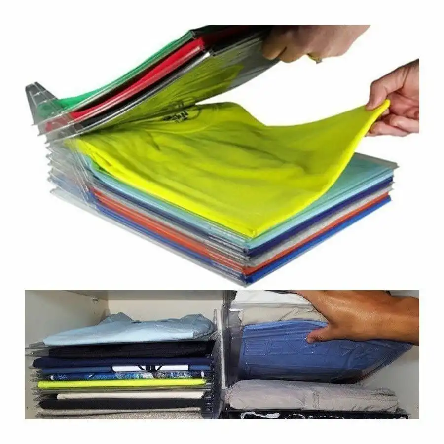 10x Organizer Salvaspazio Per T-Shirt Pieghevole Da Armadio Cassetto Valigia
