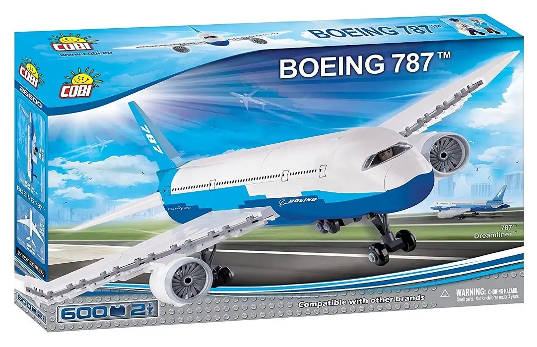 Set Costruzioni 600 Pezzi Aereo Boeing 787 Bianco Modellismo Bambini Aereomobile