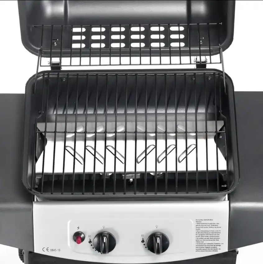 Ompagrill Barbecue a Gas Multifunzione con Coperchio e Termometro 43x98xh100 cm