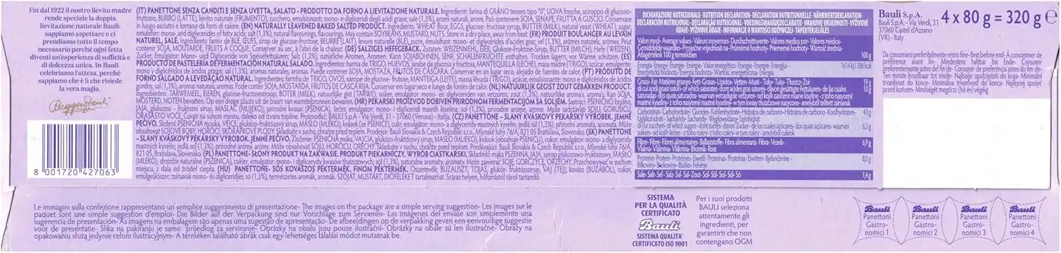 Panettoncini Gastronomici Bauli Mini Panettoni da 320g Senza Canditi e Uvetta