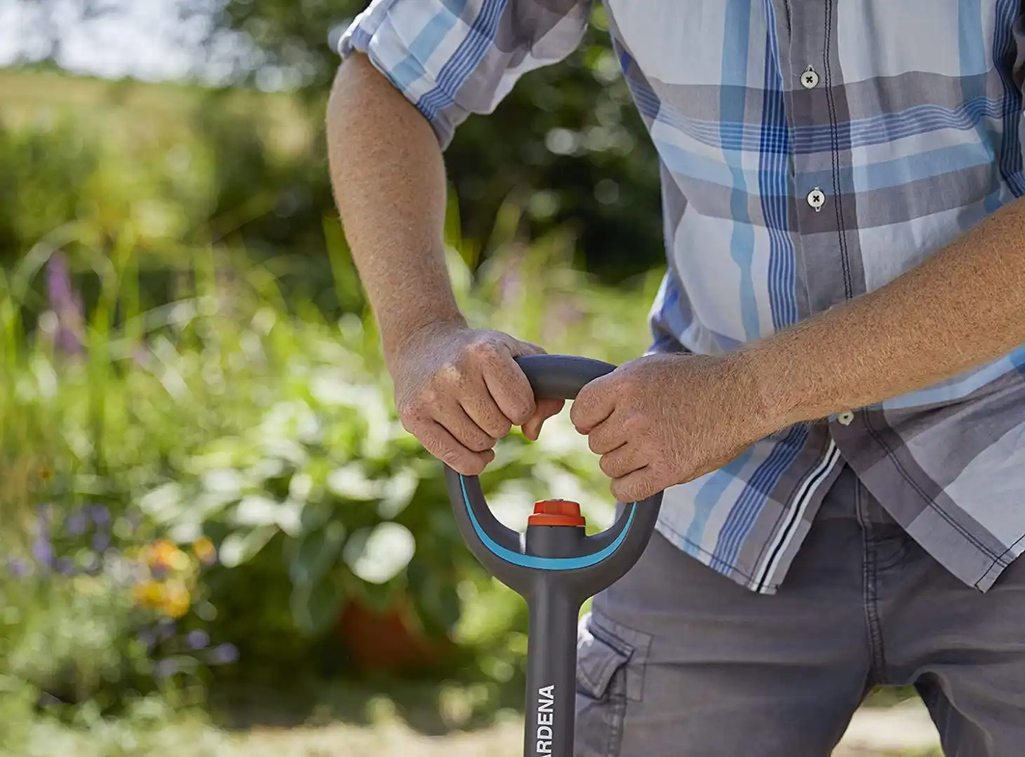 Gardena ErgoLine Vanga telescopica da Giardino in Acciaio con Poggiapiedi