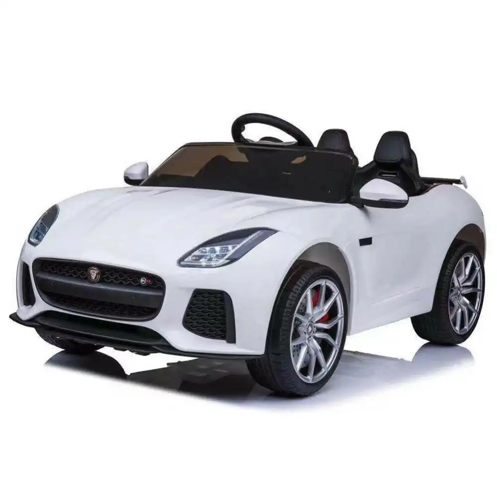 Auto Elettrica Per Bambini Jaguar F-Type 12V Bianco Sedili in Pelle Mp3 Usb