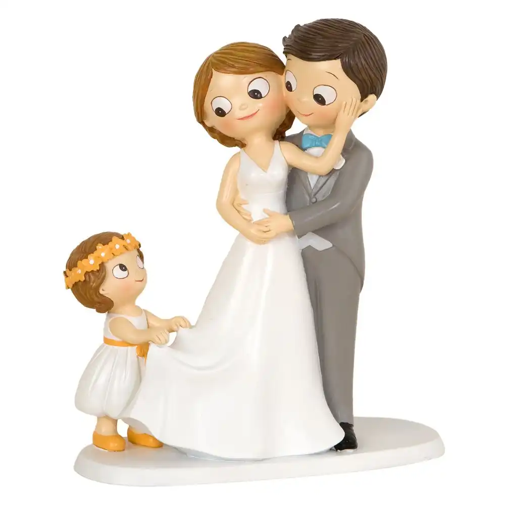 Centrotorta Matrimonio Torta Torte Nunziale Statuetta Sposi Con Figlia 21,5 Cm