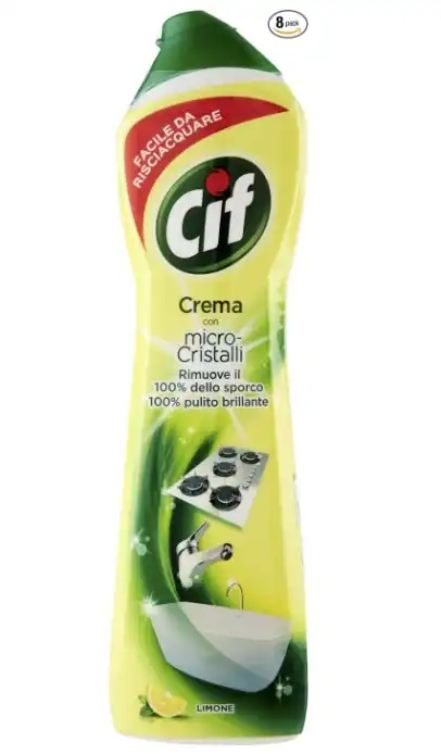 8 Pezzi Cif Crema Detergente per Superfici Dure a Limone da 500ml x 8pz 617618