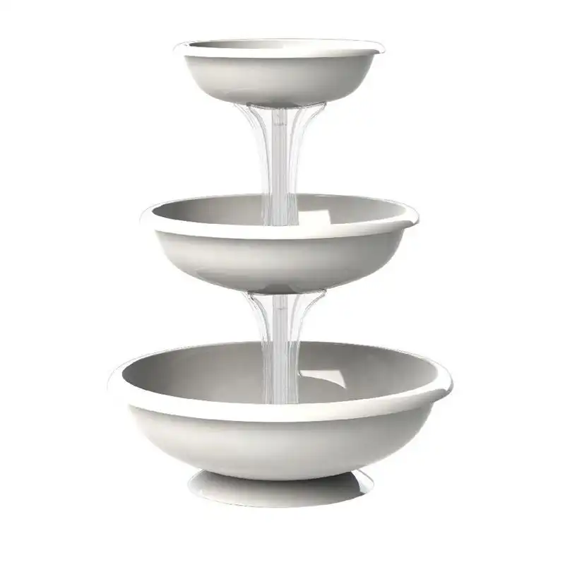 Vasi Fioriera Fontana Kit 3 Ciotole Bianco h64cm per Interno ed Esterno