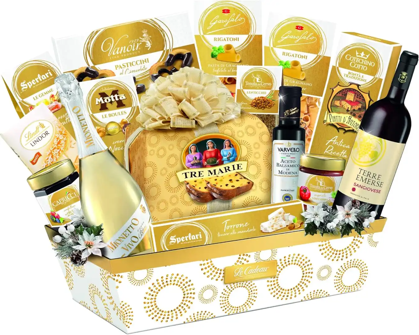 Confezione Cesto Natalizio Strenna Bianco Natale 16 Pezzi Idea Regalo Le Cadeau