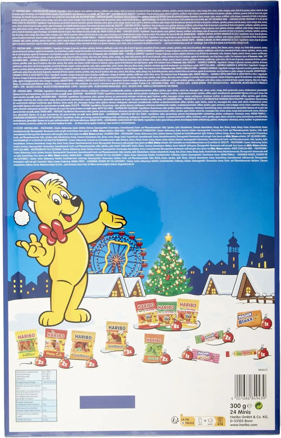 Haribo Calendario dell'Avvento 2024 24 Mini Bustine Assortite Gusto Frutta 300gr