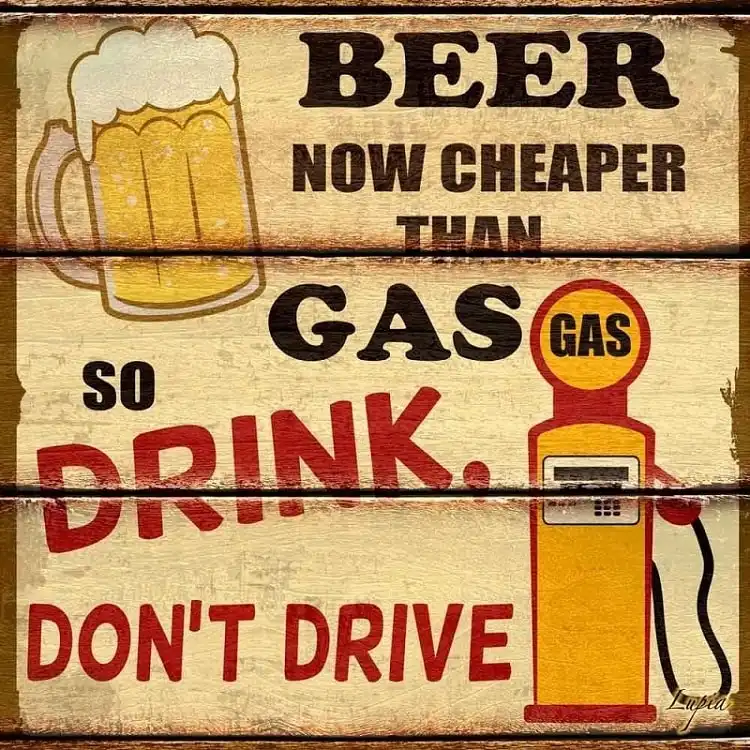 Lupia Quadro In Legno Su Tela Food Vintage Beer Gas 40x40x2 cm