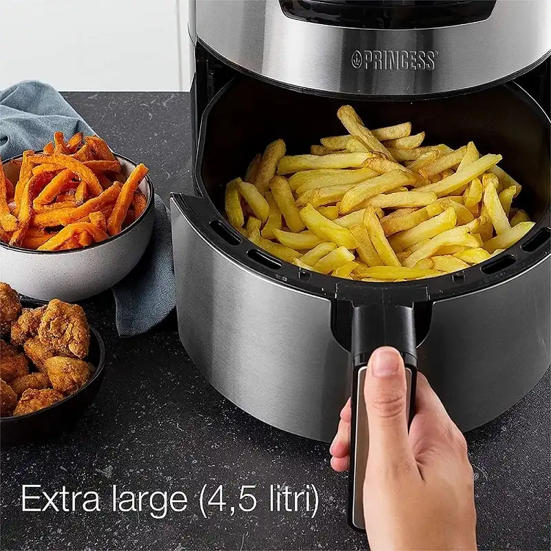 Friggitrice Digitale Aerofryer XXL 1500W 4.5 Litri in Acciaio Inossidabile Nera