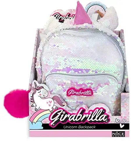 Zaino Zainetto Girabrilla Unicorno Multicolore con Cerniera Tasca Portaoggetti