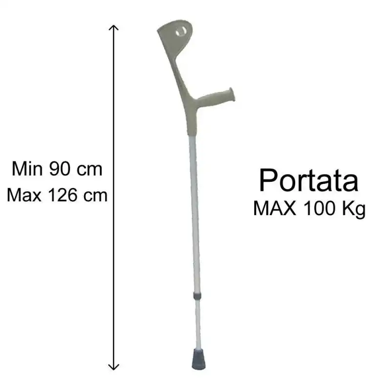 Coppia di Stampelle per Deambulanti Canadese Pieghevole in Alluminio Max 100KG