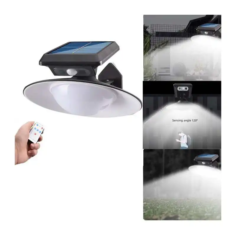 Lampada Faro Solare 20cm con Sensore di Movimento per Esterno con Telecomando