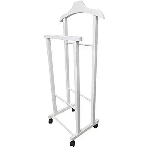 Appendiabiti Indossatore Servo Muto In Legno Faggio Bianco da Camera Con Ruote