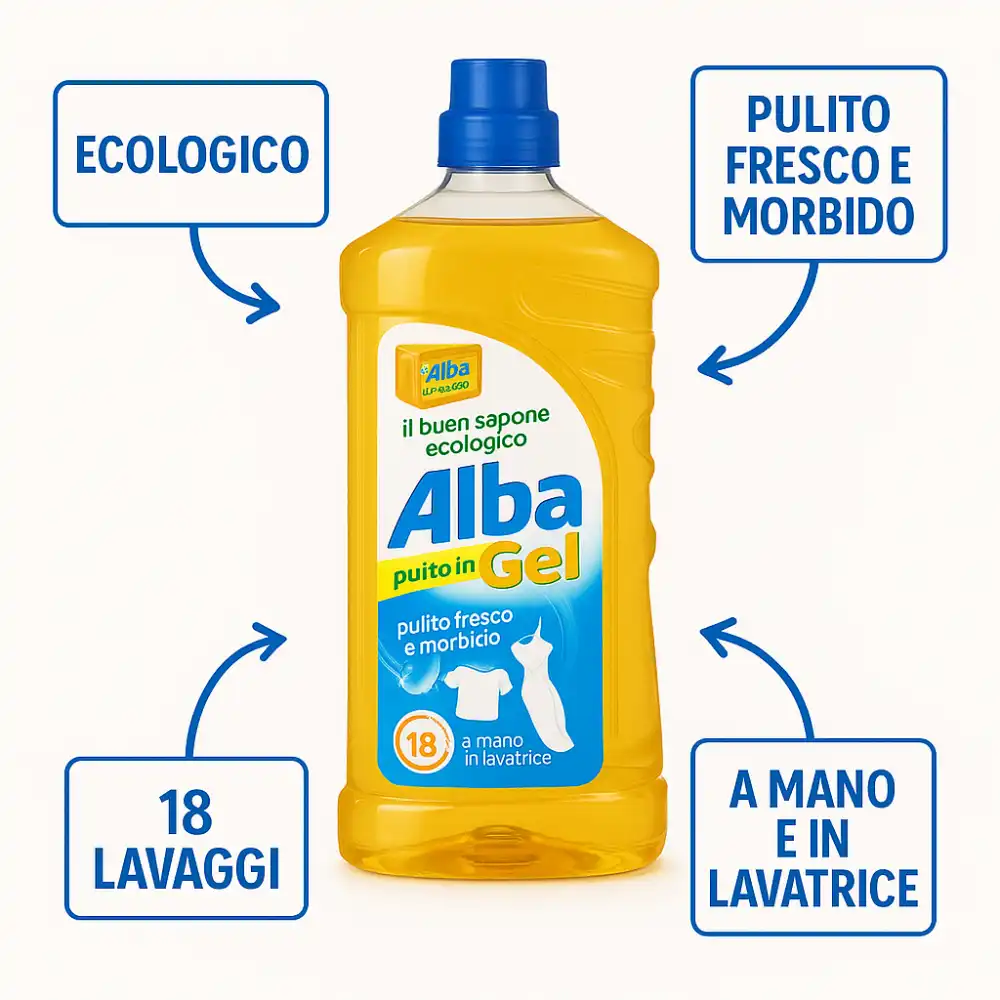 4 x Alba Gel Bucato Ecologico 18 Lavaggi – Detersivo Liquido Convenienza
