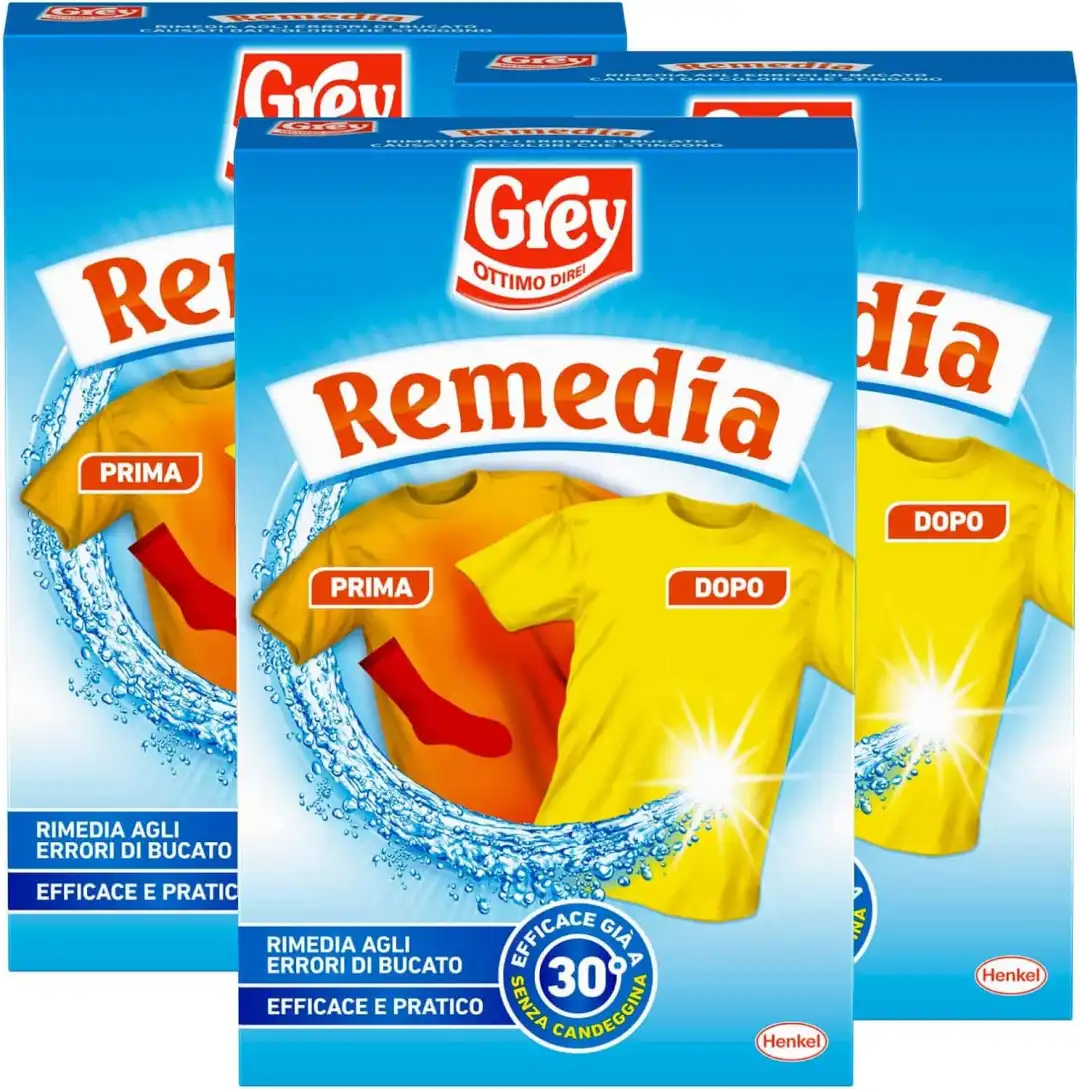 3x Grey Remedia Additivo Per Lavatrice Rimedia gli Errori di Bucato 3x200g 84015