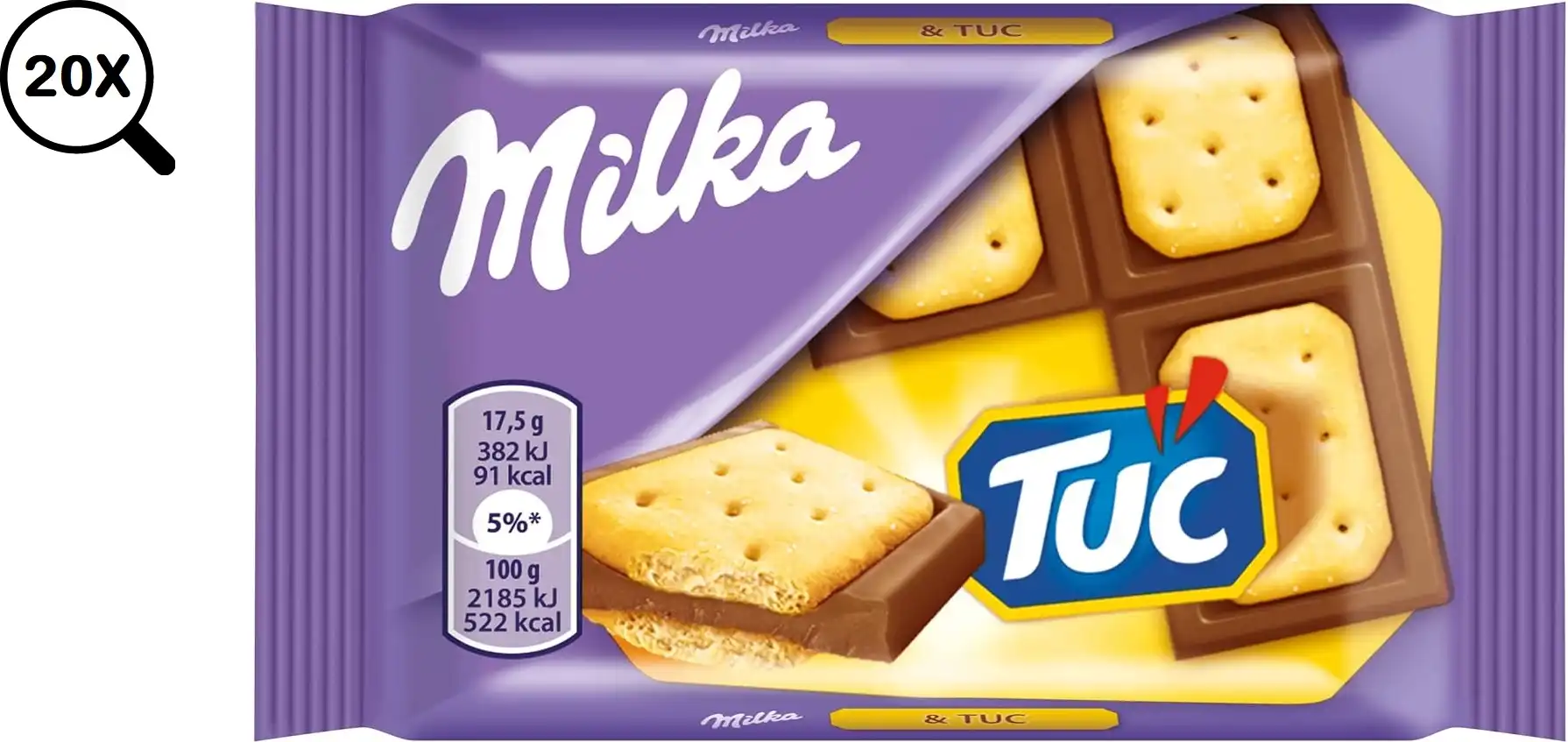 20x Milka Tuc Tavoletta di Cioccolato al Latte Ripieno di Biscotti Tuc 20x35gr