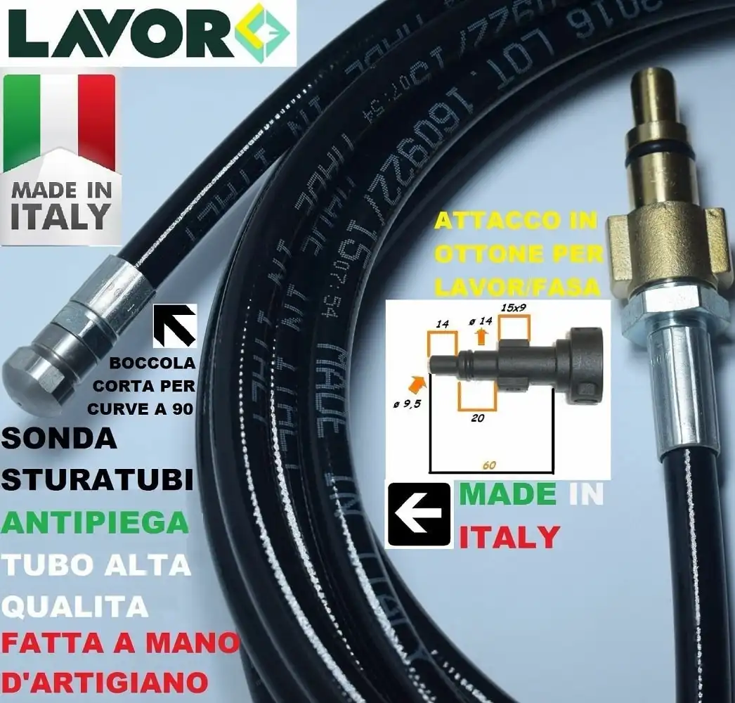 Lavor Sonda Sturatubi Spurgatubi 10 Metri Per Idropulitrice Professionale