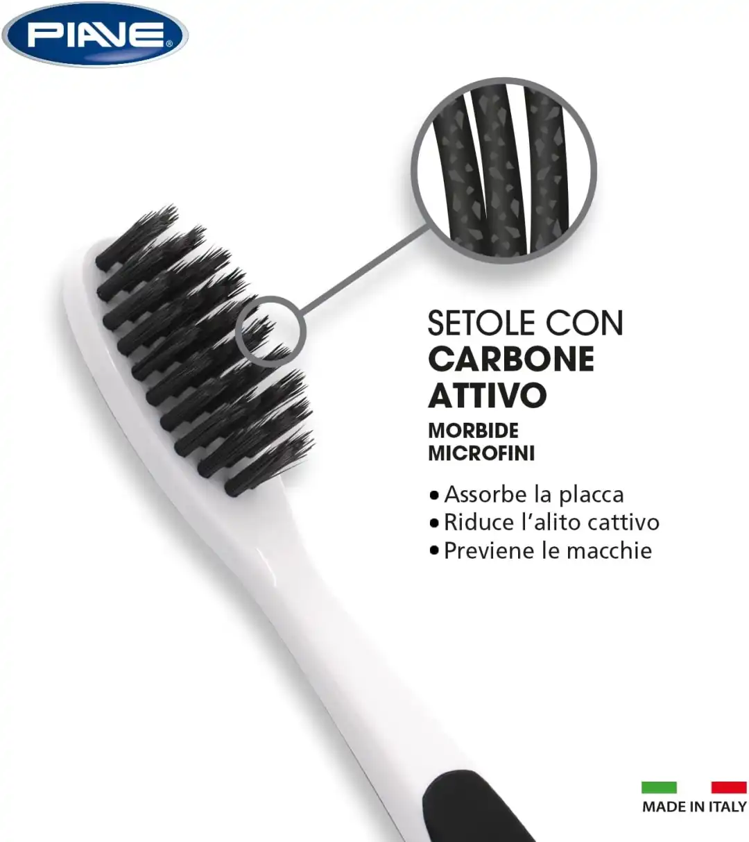 12 Spazzolini Setole Carbone Attivo Morbide Piave Experience Oral Care