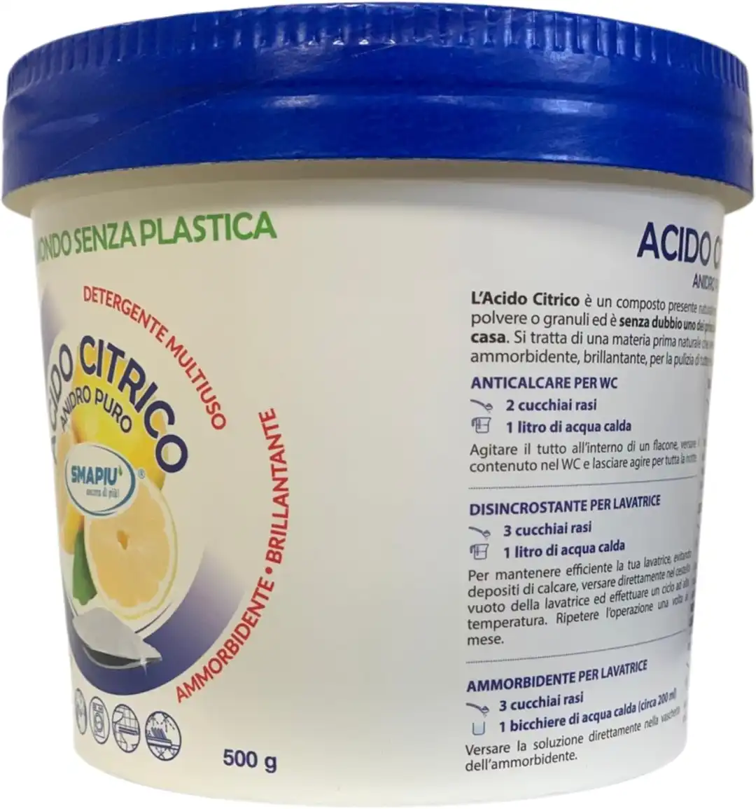 Acido Citrico Puro 1Kg Detergente Multiuso Anticalcare Naturale Casa