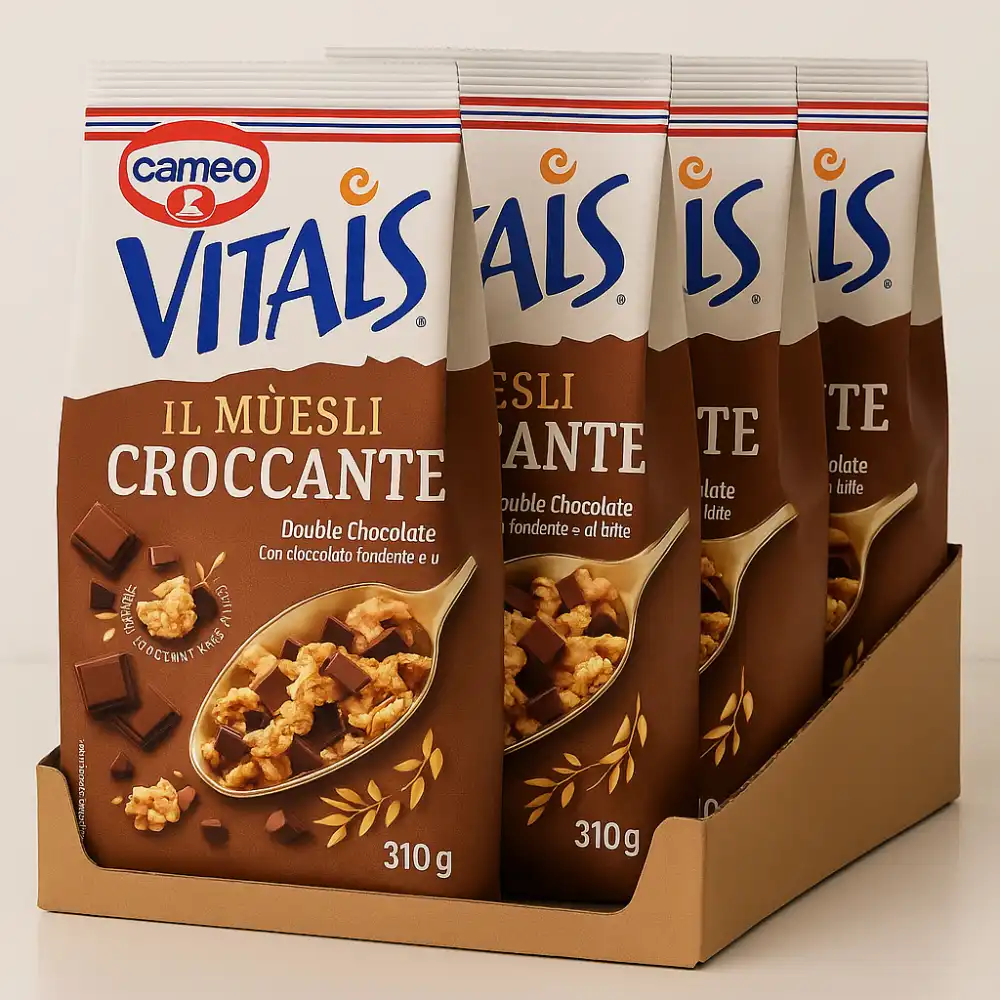 Cameo Vitalis Muesli Croccante Double Chocolate con Cioccolato Fondente 4x310g