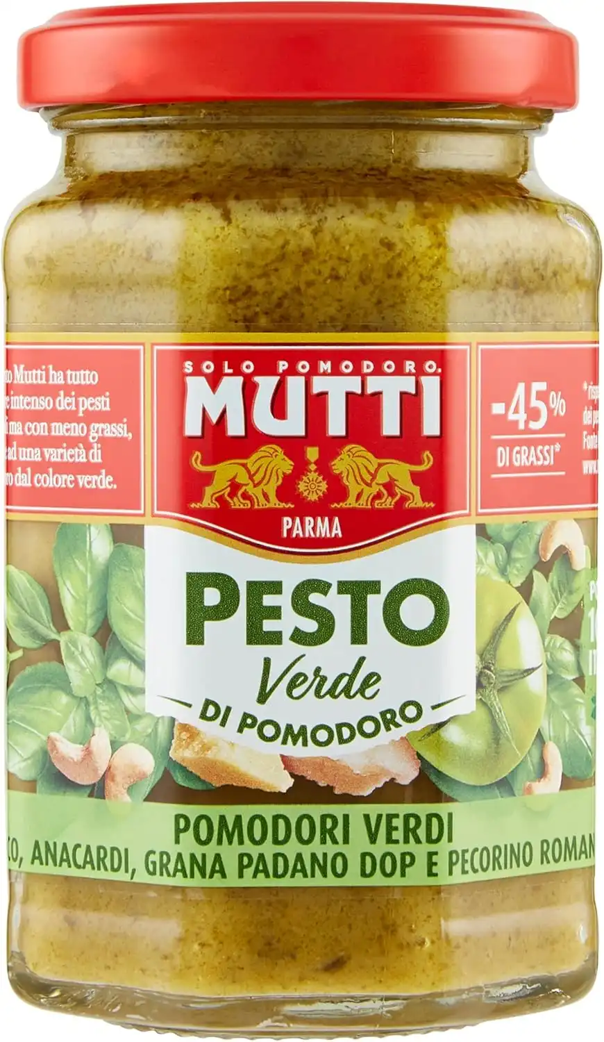 Mutti Pesto di Pomodoro Verde 180g – Con Grana Padano e Pecorino