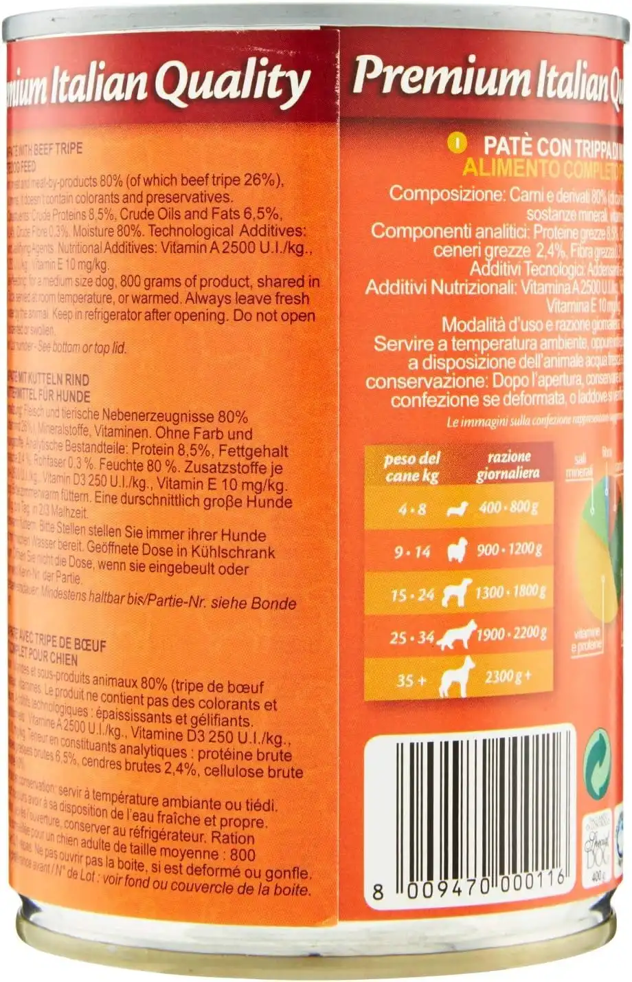 24 Monge Special Dog Paté Trippa di Manzo 400g Cibo Umido per Cani Premium