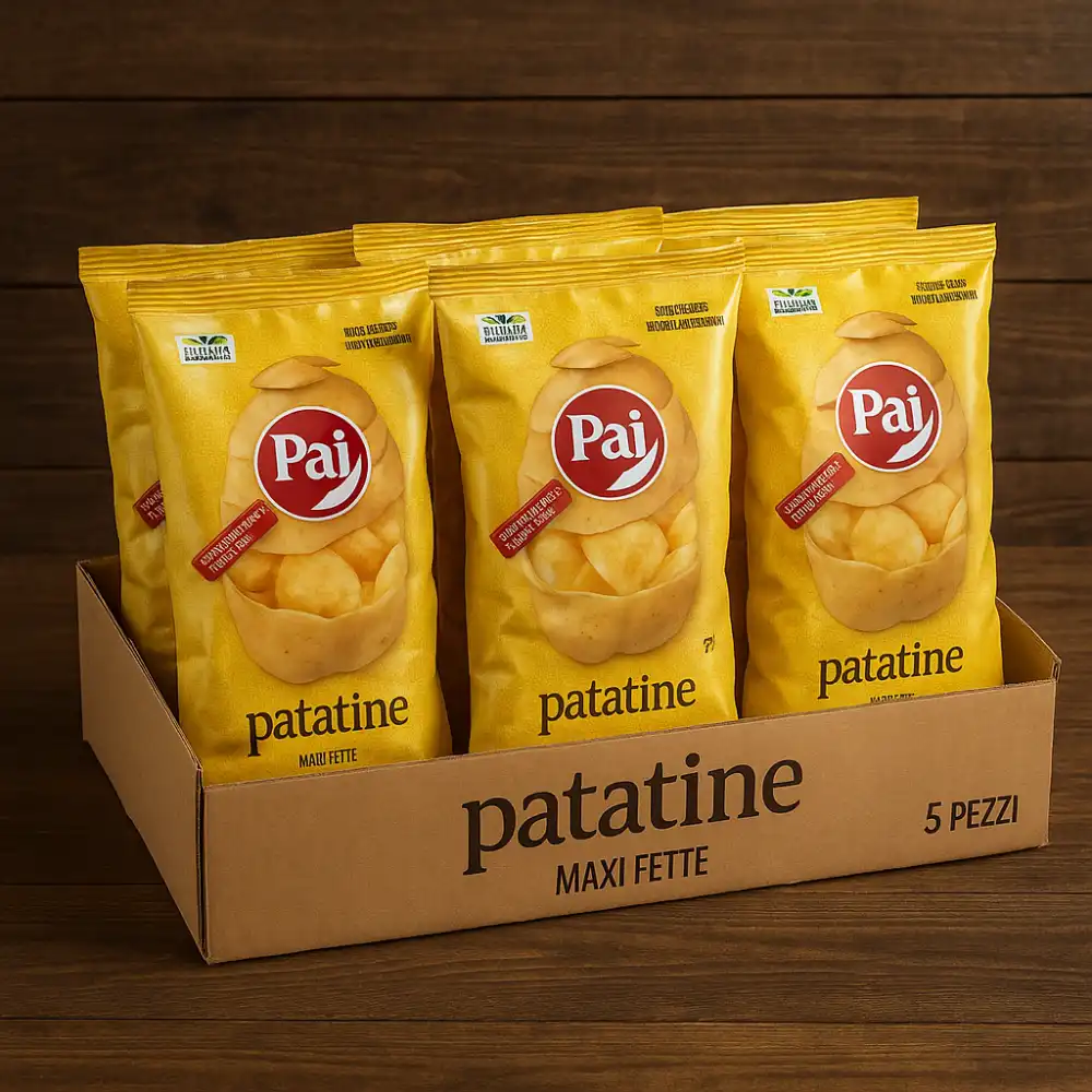 5x Patatine Pai Maxi Fette 500g – Croccanti, Trasparenti, Senza Glutine